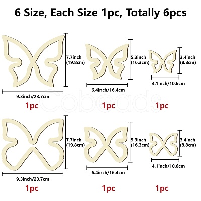 6Pcs 3 Style Wood Hoop Rings Macrame for DIY Craft Making DIY-WH0545-002-1