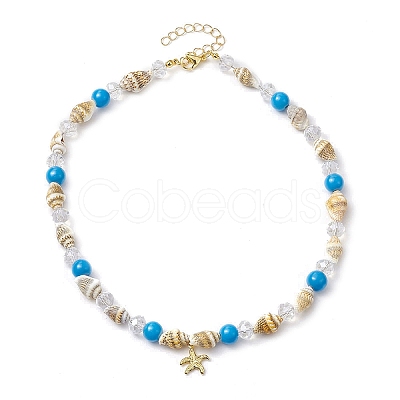 Natural Sea Shell Beaded Necklaces NJEW-JN04796-02-1