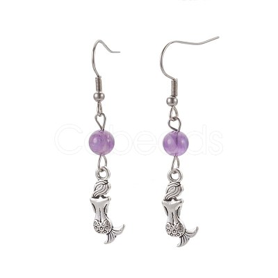 Natural Mixed Stone Dangle Earrings EJEW-JE02887-1