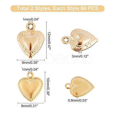 DICOSMETIC 120Pcs 2 Style 304 Stainless Steel Charms STAS-DC0002-43-1