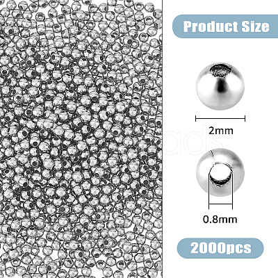 DICOSMETIC 2000Pcs 304 Stainless Steel Round Seamed Beads STAS-DC0015-42-1