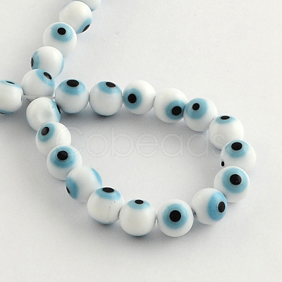 Round Handmade Evil Eye Lampwork Beads LAMP-R114-10mm-07-1