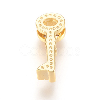 Brass Micro Pave Cubic Zirconia Slide Charms ZIRC-P077-18-NR-1