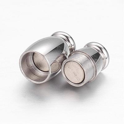 Tarnish Resistant Barrel 304 Stainless Steel Magnetic Clasps with Glue-in Ends STAS-I045-15P-1