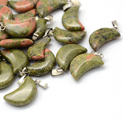 Moon Natural Unakite Pendants G-Q369-06-1