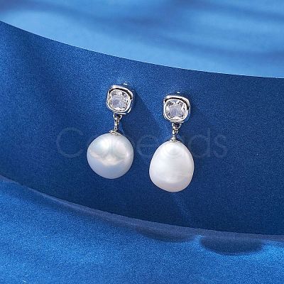 Natural Pearl Ear Studs EJEW-P286-11P-1