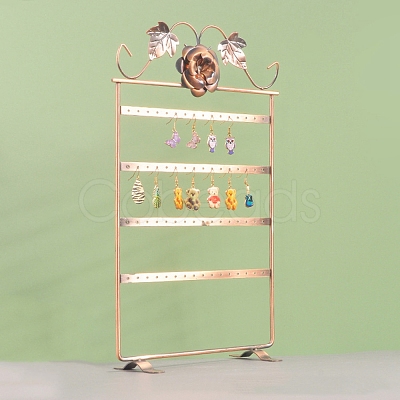 Rectangle with Flower Iron Earrings Storage Rack PW-WG2AE78-01-1