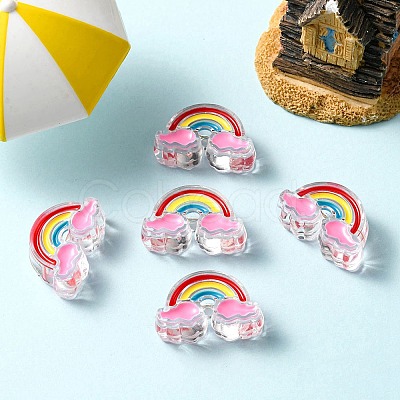 5Pcs Transparent Acrylic Enamel Beads OACR-YW0001-31B-1