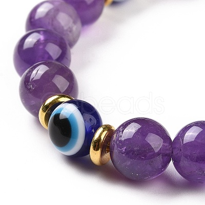 5Pcs Natural Lapis Lazuli & Amethyst & Rose Quartz & Tiger Eye & Green Aventurine Beads Stretch Bracelets Set BJEW-JB08936-1