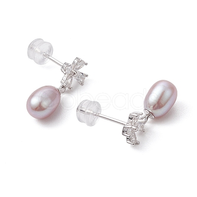 Natural Pearl Ear Studs EJEW-P286-09P-1