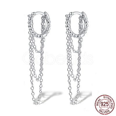 Anti-Tarnish Rhodium Plated 925 Sterling Silver Hoop Earrings BK6776-2-1