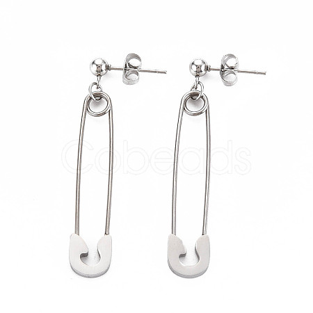 Non-Tarnish 304 Stainless Steel Safety Pin Dangle Stud Earrings for Women EJEW-N016-031P-1