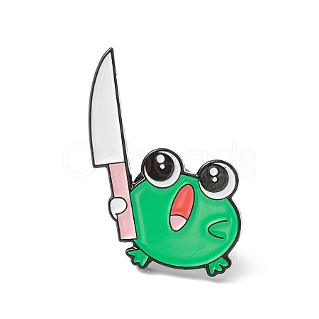Frog with Knife Enamel Pin JEWB-K053-03EB-1