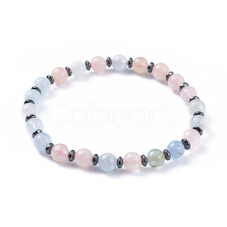 Natural Morganite Stretch Bracelets BJEW-JB04493-04-1