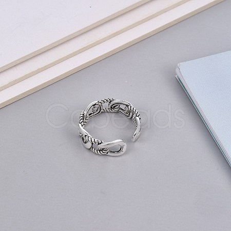 Adjustable Brass Cuff Finger Rings for Women RJEW-BB70613-1