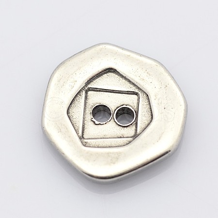 201 Stainless Steel Personalized Flat Round Slice Button STAS-P073-05-1