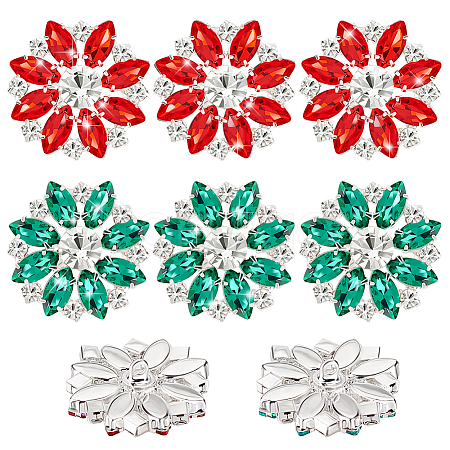 AHADERMAKER 8Pcs 2 Colors 1-Hole Alloy Rhinestone Shank Buttons BUTT-GA0001-16-1