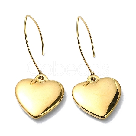 Ion Plating(IP) 304 Stainless Steel Heart Dangle Earrings EJEW-G375-07G-1
