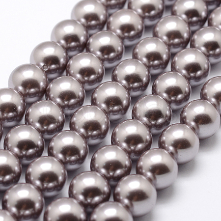 Polished Round Grade A Shell Pearl Bead Strands BSHE-M027-8mm-12-1