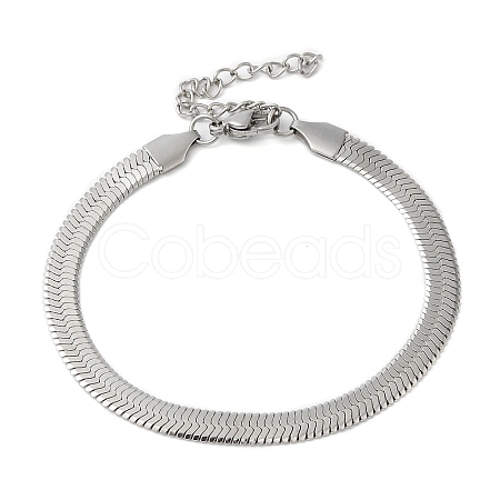 304 Stainless Steel Herringbone Chain Bracelet for Men Women BJEW-Q998-01P-1
