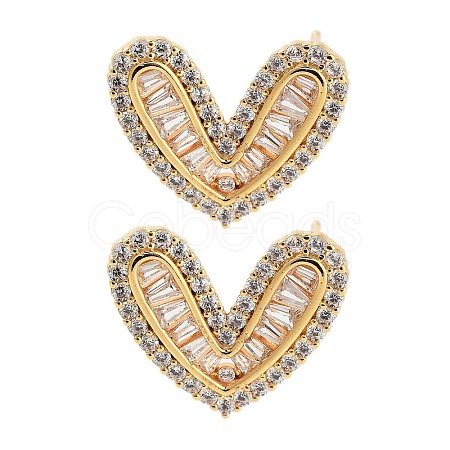 Rack Plating Heart Brass Stud Earrings EJEW-N055-37G-RS-1