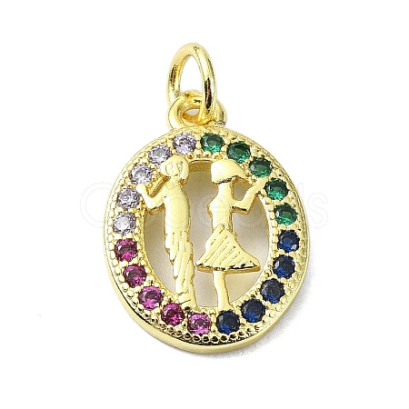 Brass Micro Pave Cubic Zirconia Pendant KK-H475-09G-1