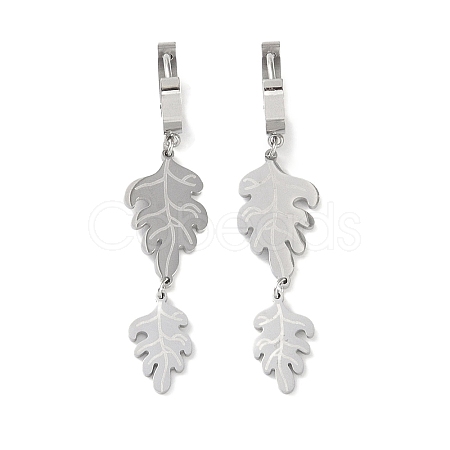 Non-Tarnish Leaf 304 Stainless Steel Dangle Earrings EJEW-L283-017P-1