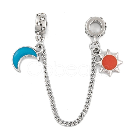 Rack Plating Sun & Moon Alloy Enamel European Safety Chains FIND-C055-01P-1