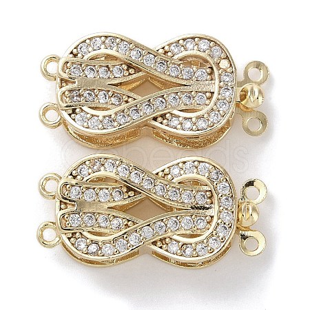 Brass Micro Pave Clear Cubic Zirconia Box Clasps KK-G491-01G-1