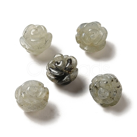 Natural Labradorite Carved Flower Beads G-O156-B-25-1