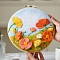 DIY Punch Embroidery Beginner Kits, including Embroidery Fabric & Hoop & Yarn, Punch Needle Pen, Threader, Instruction, Flower, 200mm