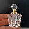 Transparent Glass Perfume Bottles, Refillable Essential Oil Bottles, with Golden Tone Alloy Cover, Round, 9x4cm