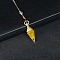 Resin Cone Dowsing Pendulums, Natural Citrine Chip inside and Metal Findings Charm, 380mm