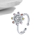 Helm Rotating Ring with Rhinestones, Ins Style, Open Cuff Index Finger Rings, Gift for Girlfriend, Platinum, Adjustable