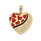 Ion Plating(IP) 304 Stainless Steel Enamel Rhinestone Pendants, Heart Charms, Real 18K Gold Plated, FireBrick, 24.5x24.5x2.5mm, Hole: 6.5x4mm