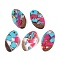 Transparent Resin and Walnut Wood Pendants, Oval Charms with Gold Foil, Deep Pink, 22x12.5x3.5mm, Hole: 2mm