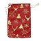 Gold Stamping Christmas Velvet Storage Bags, Drawstring Bags, Rectangle, Red, Deer, 16x10x0.01cm