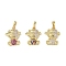 Brass Micro Pave Cubic Zirconia Pendants, Real 18K Gold Plated, Bear, Mixed Color, 19.5x15.5x3.5mm, Hole: 5.5x3mm