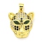 Brass Micro Pave Cubic Zirconia Pendants, Leopard Head Charms, Real 18K Gold Plated, 22.5x19x6.5mm, Hole: 4x3mm