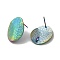 Ion Plating(IP) 304 Stainless Steel Stud Earrings Findings, with Vertical Loop, Textured Oval, Rainbow Color, 20x16mm, Hole: 2.5mm, Pin: 0.7mm