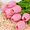 Plastic Artificial  Flower,  For DIY Wedding Bouquet, Party Home Decoration, Tulip, Hot Pink, 330x60mm, 10pcs/set