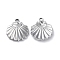 Non-Tarnish 304 Stainless Steel Pendants, Shell Charm, Stainless Steel Color, 18.5x16x2.5mm, Hole: 1.8mm