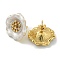 Flower Ion Plating(IP) 304 Stainless Steel Stud Earrings, with Enamel for Women, Polishing, Golden, White, 23x22mm