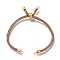 Braided Cotton Cord Slider Bracelet Making, with Rack Plating Brass Findings, Real 18K Gold Plated, Rosy Brown, 8-5/8x1/8 inch(22x0.3cm), Hole: 2mm