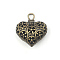 Heart Theme Tibetan Style Alloy Pendants, Antique Bronze, Flower, 20x20mm