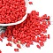 Rubberized Style Glass Seed Beads, Peanut, Red, 6~6.5x3~3.5x3~3.5mm, Hole: 1mm, about 4500pcs/pound