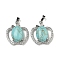 Synthetic Turquoise with Clear Cubic Zirconia Pendants, Apple Charms with Rack Plating Brass Findings, Platinum, Cadmium Free & Lead Free, 28.5x25.5x9~10mm, Hole: 7x5mm