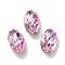 Glass Rhinestone Cabochons, Point Back & Back Plated, Faceted, Oval, Light Rose, 14x9.1x5mm