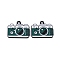 Alloy Enamel Pendants, Cadmium Free & Lead Free, Camera Charm, Teal, 17x20.5x1.5mm, Hole: 2mm