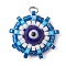 Glass & Seed Bead Woven Pendants, with Lampwork Beads, Evil Eye, with Jump Ring, Blue, 19x19x8mm, Hole: 3mm